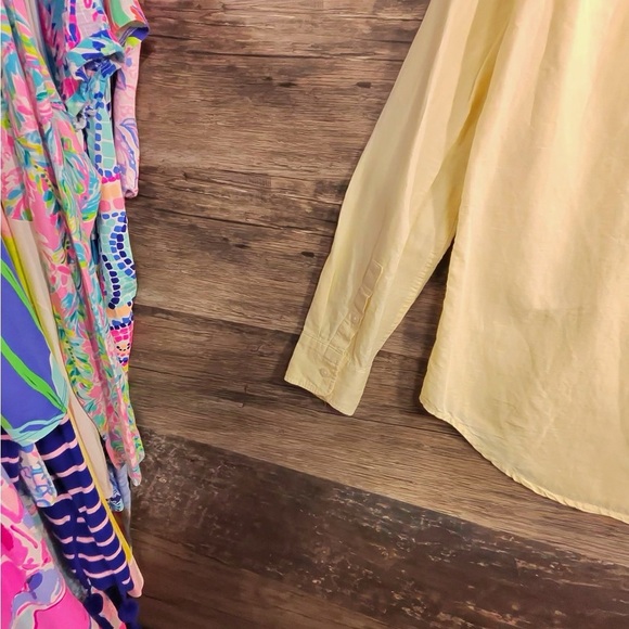 Chaps Yellow Fitted Long Sleeve Mandarin Collar Shirt - Picture 7 of 9